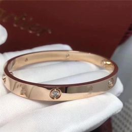 Love Classic cz 316L Titanium Bangles Bracelet women and men Suitable for Lovers Fashion Wristband Wedding Rose Gold Thanksgiving 2386