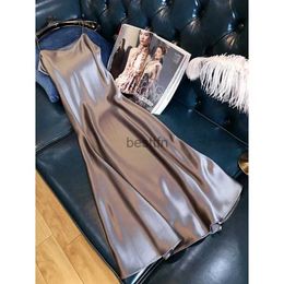 Women's Sleep Lounge 2023 Summer Women Long Nightgown Dress Satin Slip Dress Spaghetti Strap Elegant Lady Sexy Satin Party Dress S-4XL SleepwearL231005