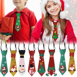 Bow Ties 2024 Year Christmas Santa Claus Snowman Elk Tie Xmas Tree Felt Merry Gifts For Kids Costume Accessories