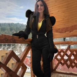 Women's Jumpsuits & Rompers Winter Skisuit Women Casual Thick Snowboard Outdoor Sports Zipper Ski Suit Casacos De Inverno Fem259Y