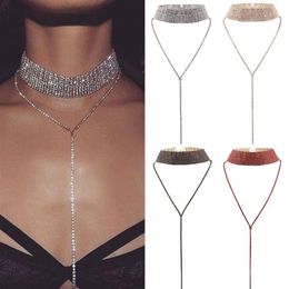 Luxury Full Diamond Pendant Crystal Necklace Choker Thick Statement Necklaces Women Multi layer Jewellery Fashion Accessories234n