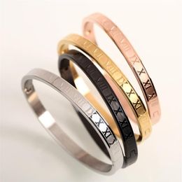 Mcllroy Men Bangle Stainless Steel Rose Gold Color Bracelet Carving Roman Numeral Classic Jewelry High Quality 328276Y