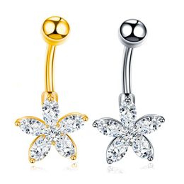 Navel Bell Button Rings Surgical Steel Navel Piercings Belly Button Rings Fashion Star Shape Crystal Ring Sexy Earring Piercing Body Dhqrk