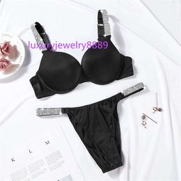 Sexy Letter Rhinestone Bra Underwear Set Comfort Brief Sets Push Up Bra And Panty 2 Piece Sets For Women Lingerie Set LJ201212