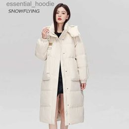 Women's Down Parkas SNOW FLYING Fashion Women Down Coat Long Down Jacket White Duck Down Loose Warm for Winter -10 to -15 Degrees Celsius L231005