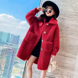 Coat Girls Faux Fur Coats Winter Long Sleeve Outerwear Warm Jacket Imitation Rabbit for Kids 313 Years Soft Outwear Fashion 231008