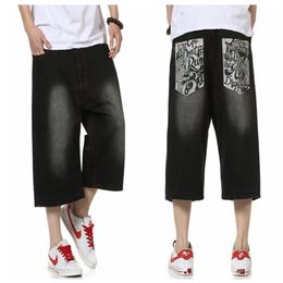 Whole-Summer Style Hip Hop Baggy Loose Printed Pants for Men Denim Jeans Shorts Mens Shorts Plus Size 30-46 FS4941257J