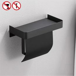 Toilet Paper Holders Toilet Paper Holder Wall Self Adhesive Anti-Rust Stainless Steel Toilet Roll Holder with Phone Shelf for Bathroom Kitchen 230927