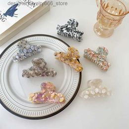 Headwear Hair Accessories 2023 Korea Luxury New For Women Flower Diamante Medium Hair Clip Accessories Acetate Sheet Girls Fine Color Hairpins Headdress Q231005