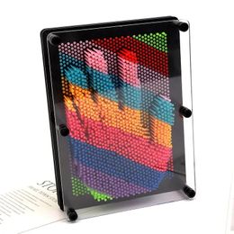 Decompression Toy 3D Pin Art Board Toy Sensory Rainbow Handprint Variable Needle Painting Decompression Gift Creativity Art Sensory Toys Sculpture 230928