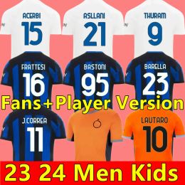 FANS Player 23 24 LUKAKU Soccer Jersey BARELLA LAUTARO VIDAL J. CORREA 2023 Football Shirt CALHANOGLU GAGLIARDINI Men Kit 3rd Kids Equpment DIMARCO