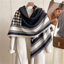 Women's Letter Thousand Bird Plaid Imitation Cashmere Scarf Women's Winter Thickened Double Sided Air Conditioning Shawl