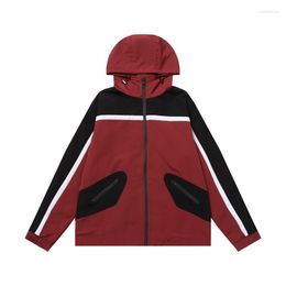 Men's Jackets Oversize Patchwork Zipper Hooded Jacket Men Women Hip Hop Vintage Splic Windproof Winter Autumn Loose Waterproof Coat Red Gray