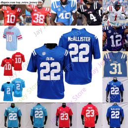 American Wear NEW Jerseys Ole Miss Rebels Football Jersey NCAA College A.J. BROWN Taamu Archie Manning Mike Wallace Michael Oher Ealy Williams Jones Yeboah Metcalf