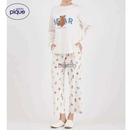 Women's Sleep Lounge One Piece Ladies Room Wear Gelato Pique Pyjamas Bear Dress Round Neck Long SleeveL231005
