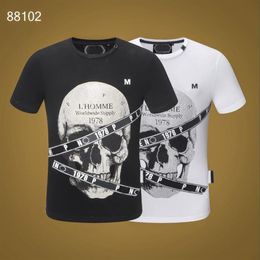 PP Fashion Men's Designer slim fit T-shirt Summer rhinestone Short Sleeve Round Neck shirt tee Skulls Print Tops Streetwear c251f