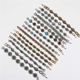 Whole 10pcs lots Bulk Vintage Metal Bohemian Ethnic Crystal Charm Bracelet For Women Party Gift Mix Style233F