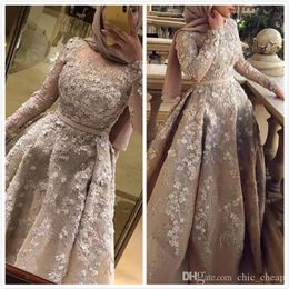 aso ebi arabic luxurious sexy muslim evening dresses lace beaded prom dresses long sleeves formal party second reception gowns dre247t