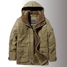 Men s Down Parkas Winter Fleece Jacket Thick Warm Windproof Male Autumn Fashion Hooded Casual Coats Tactical Military 231005