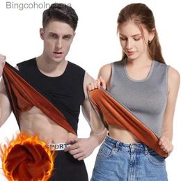 Women's Thermal Underwear Thick Underwear Thermal Underwear Winter Warm Men Women Vest U-Neck Sleeveless Skin-friendly Large Size 4xl Double sided velvetL231005