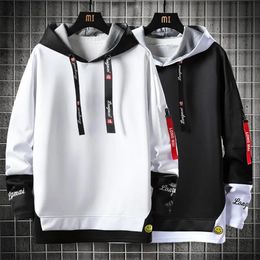 Men s Jackets Men Hoodies High Street Pullover Long Sleeve Patchwork Sweatshirt Fashion Streetwear Hoodie Harajuku Tops 231005