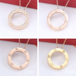 Jewelry Gold Silver Necklace Christmas Gift Men Women Diamond Love Pendant Necklace323G