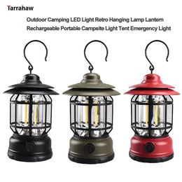 Portable Lanterns Outdoor Camping LED Light Retro Hanging Lamp Lantern Rechargeable Campsite Tent Emergency 231005