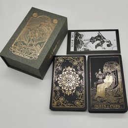 Outdoor Games Activities Version Black Stamping Gold foil Tarot Cards Plastic Rider Deck For Beginners And Collectors 230928