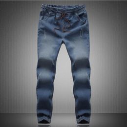 Whole-New 2015 mens Stylish Ripped Jogger Jeans Skinny Biker Jeans Perfumes 100 original Plus size M- 5XL Elastic Jeans255j