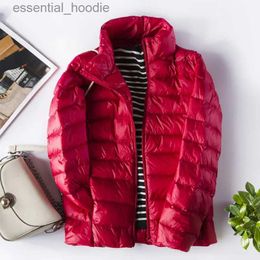 Women's Down Parkas 6XL 7XL Autumn Winter Women Ultralight Down Jackets 2023 New Puffer Duck Feather Coats Slim Warm Parkas Solid Portable Outwear L231005