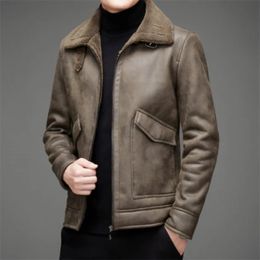 Men s Leather Faux Mens with Collars Coats Male Have Type Business Casual Locomotive Style Jacket Men PU Senior 231005