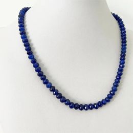 Pendant Necklaces 4*6MM Faceted Sapphire Natural Stone Necklace Brazil Blue Bead Women Luxury Gemstone Preciosas Jade Yoga Jewelry Female 231005