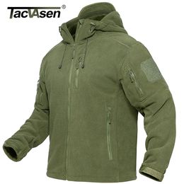 Mens Jackets TACVASEN Spring Winter Fleece Jacket With Hoodie Tactical FullZip Up Outdoor Windproof Hooded Warm Work Coat 231005