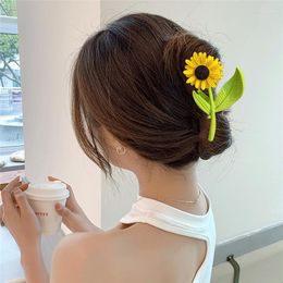 Hair Clips 2023 Korean Summer Tulip Clip Female Sunflower Back Accessories Gift For Women