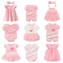 Rompers born baby girl clothes dresses summer pink princess little girls clothing sets for birthday party 0 3 months fille 230928