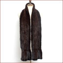 Scarves Women Real Fur Long Scarf Shawl Lady Warm Natural Mink Neckerchief Brand Fashion Knitting Casual Mufflers