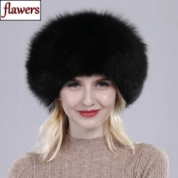 Beanie Skull Caps 100 Natural Fur Hat Women Cap Thick Winter Warm Female Fashion For With Earmuffs 231005