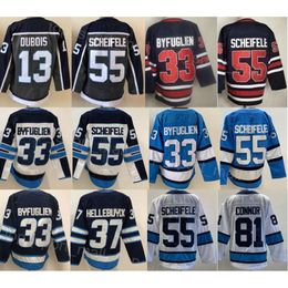 Men Ice Hockey 81 Kyle Connor Jerseys 55 Mark Scheifele 37 Connor Hellebuyck 33 Dustin Byfuglien Vinatge Reverse Retro Embroidery And Sewing Navy Blue White Team