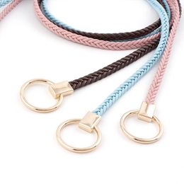 Belts Versatile Fashion Ring Buckle Women's Belt Retro Woven Thin Women Girls Dress Straps Vintage Waist Chain 110CM