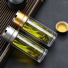 Wine Glasses Quick Open Lid Tea Separation Cup Portable One-handed Snap Buckle Water Business Double-glass Thermal Car