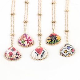 New Painted Shell Necklace Choker For Women Bohemian Shell Cowrie Pendant Necklace Female Fashion Beach Jewellery 20201199S