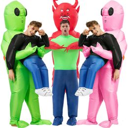 Mascot Costumes Adult Male Female Alien Hug Walking Half Body Ghost Iatable Costume Halloween Carnival Masquerade Party Holiday Gift