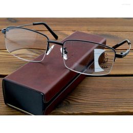 Sunglasses Half-rim Memory Metal Temples Pochromic Progressive Multifocal Reading Glasses 0.75 To 4 With PU Case In Picture