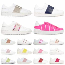 designer pink casual shoe canvas shoes black white blue silver rivets Italy ladies low-top loafers patchwork classic Valentine's open sneakers men womens trainers