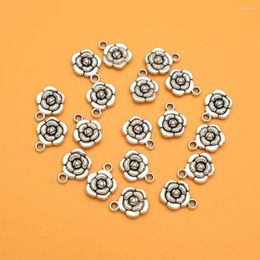 Charms 20pcs/Lots 15x12mm Antique Silver Plated Flower Pendants For DIY Necklace Bracelet Jewelry Making Supplies Accessories