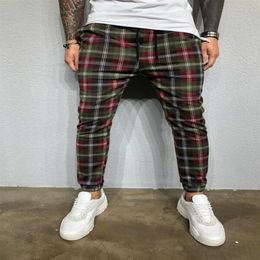 New Mens Pants Slim Fit Long Trousers Check Casual Fashion Pants Joggers Tartan Jogging Skinny Bottoms271S