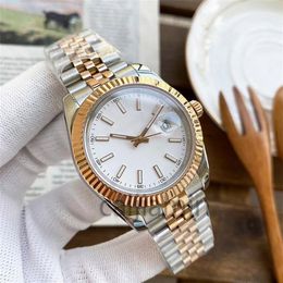 Mens all-automatic mechanical watch White 36mm 41mm large dial watches sliver gold stainless steel strap luminous173J