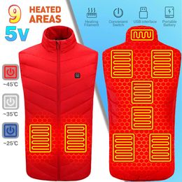 Adjustable Heated Vest Winter Cycling Warm Jacket Usb Electric Warmer Ladies Zone Heating Round Neck Outdoor