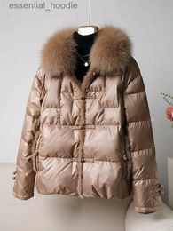 Women's Down Parkas Natural Real Fox Fur Collar 90% Duck Down Coat Streetwear Mink Hair New Fashion Winter Jacket Women Thick Warm Down Jacket Women L231005