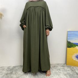 Ethnic Clothing Ramadan Muslim Abaya Dress Women Loose Maxi Dresses Fashion Female Full Sleeve Casual Solid Pockets Robe Long Vestidoes
